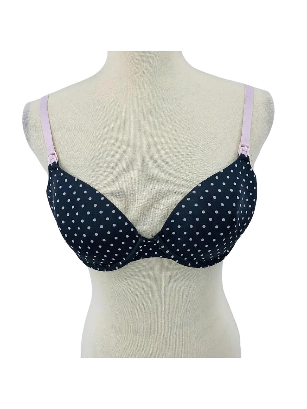 Motherhood Maternity Grey Pink Polka Dot Nursing Bra 34C